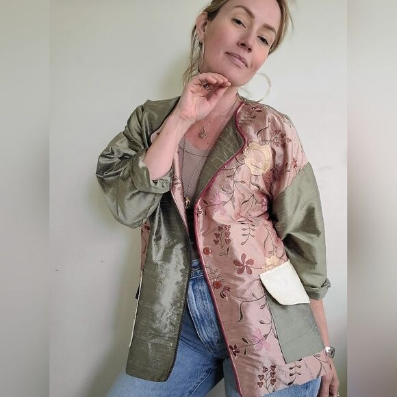 Hand Crafted Sage and Blush Grandmacore boho Blouse/ Jacket - Picture 7 of 12